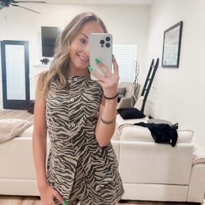Zebra Print Sleeveless Denim Set